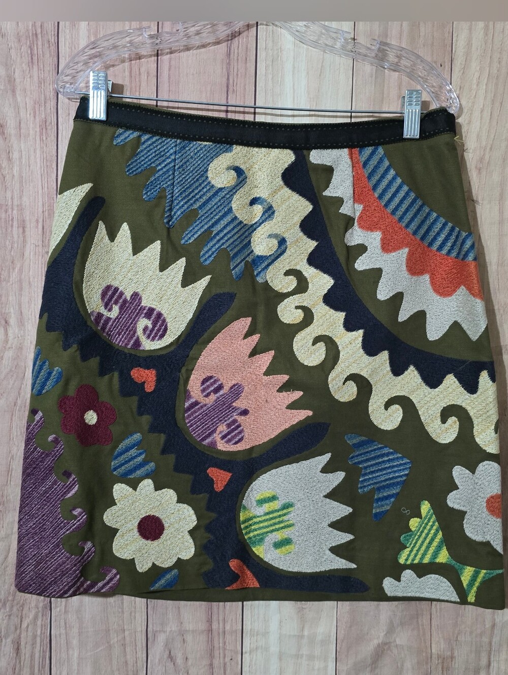 Anthropologie By Vanessa Virginia Embroidered A-Line Skirt Size 10 - Picture 6 of 8